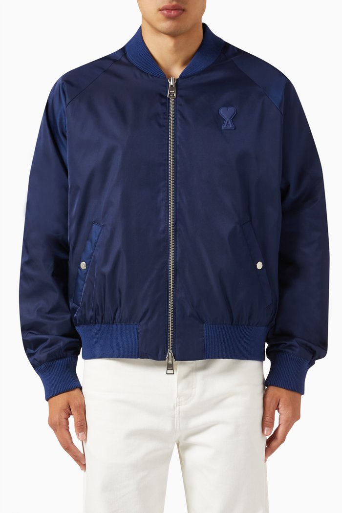 

Logo Bomber Jacket in Polyamide Blend, Blue