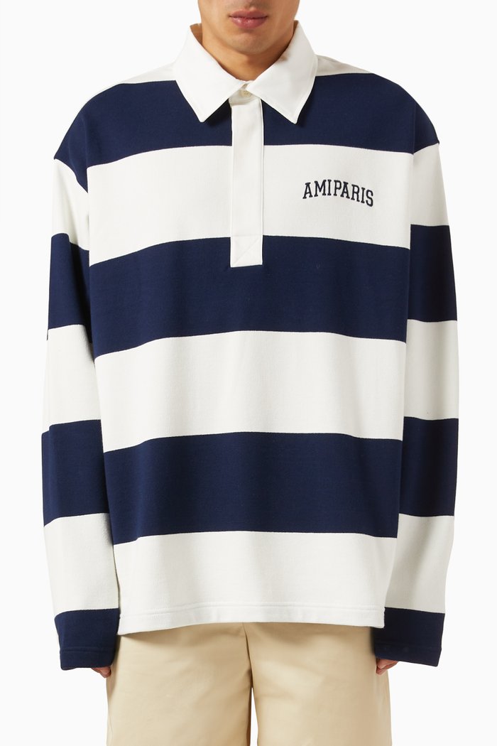 

Rugby Stripe Polo Shirt in Cotton, Multicolour