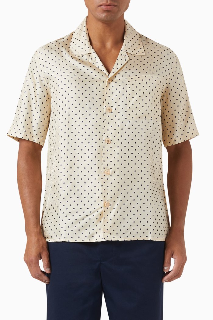 

Camp Collar Shirt in Silk & Viscose, Neutral