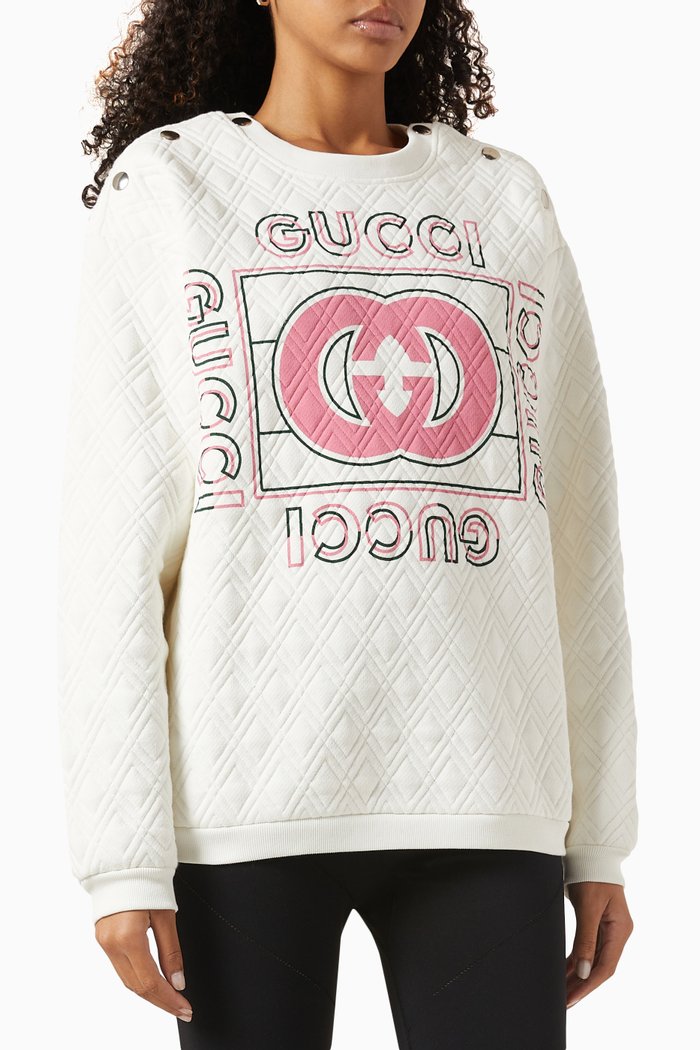 

Vintage Logo Quilted Sweatshirt in Cotton, White