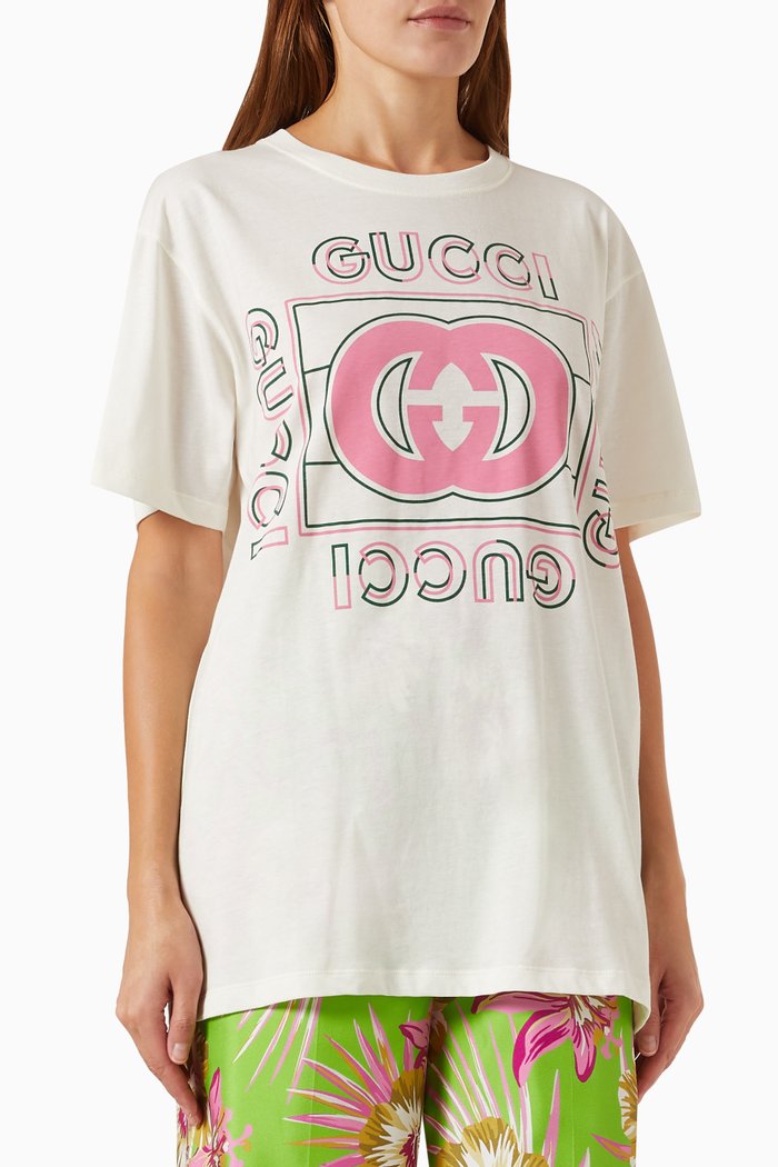 Logo Print T-shirt in Jersey, White