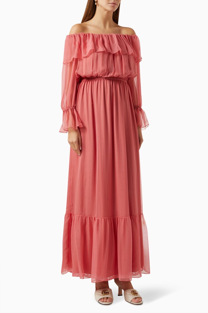 

Pleated Dress in Silk Chiffon, Pink