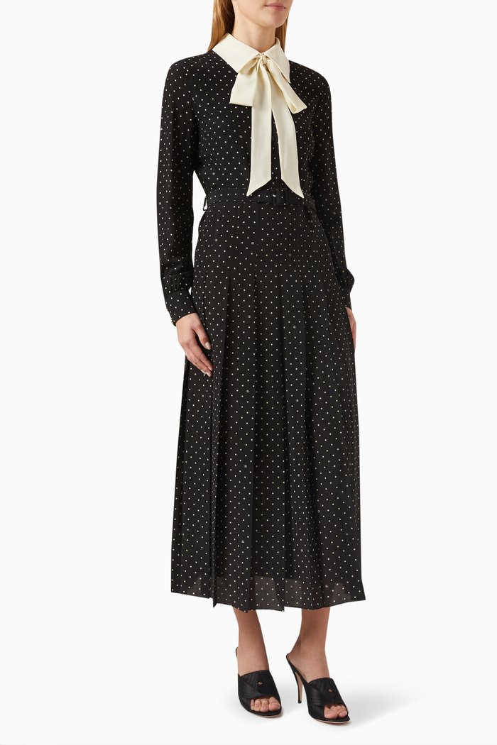 

Polka-dot & GG-print Midi Dress in Silk, Black