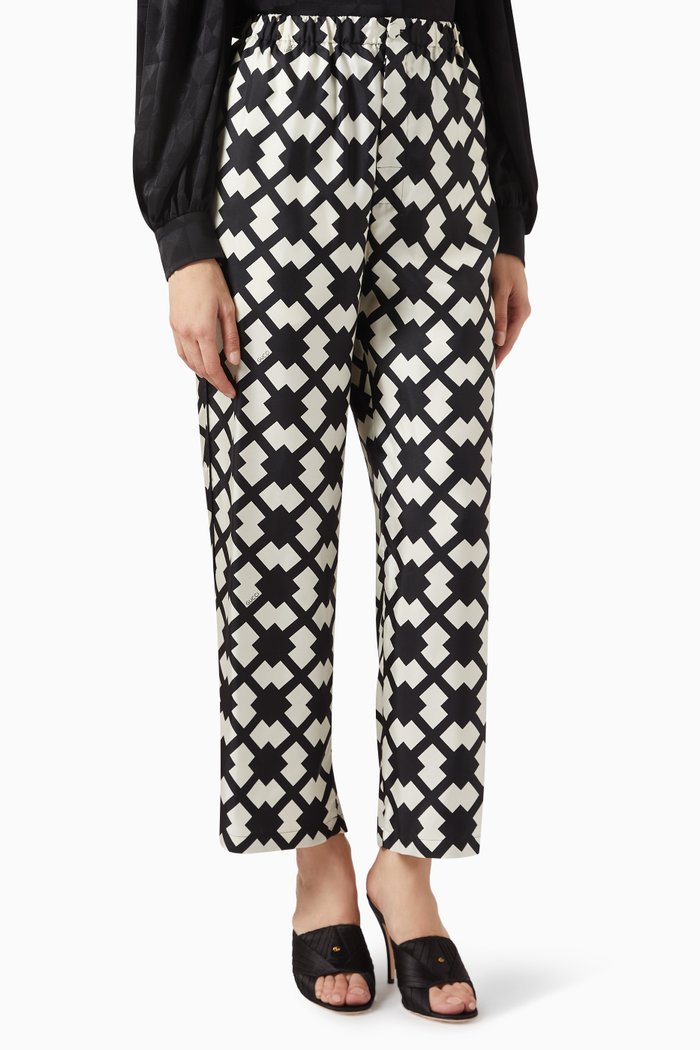 

Rhombus Tile-print Pants in Silk, Multicolour