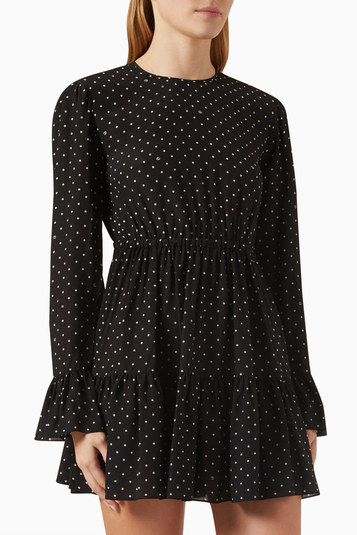 

Polka-dot & GG-print Mini Dress in Silk, Black