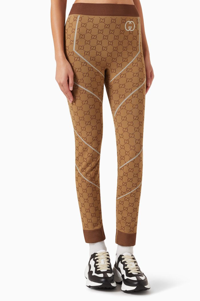 

GG Jacquard Leggings in Jersey, Brown
