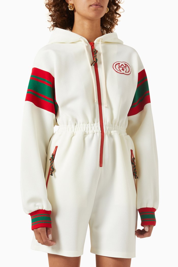 Hooded Romper in Jersey, Neutral