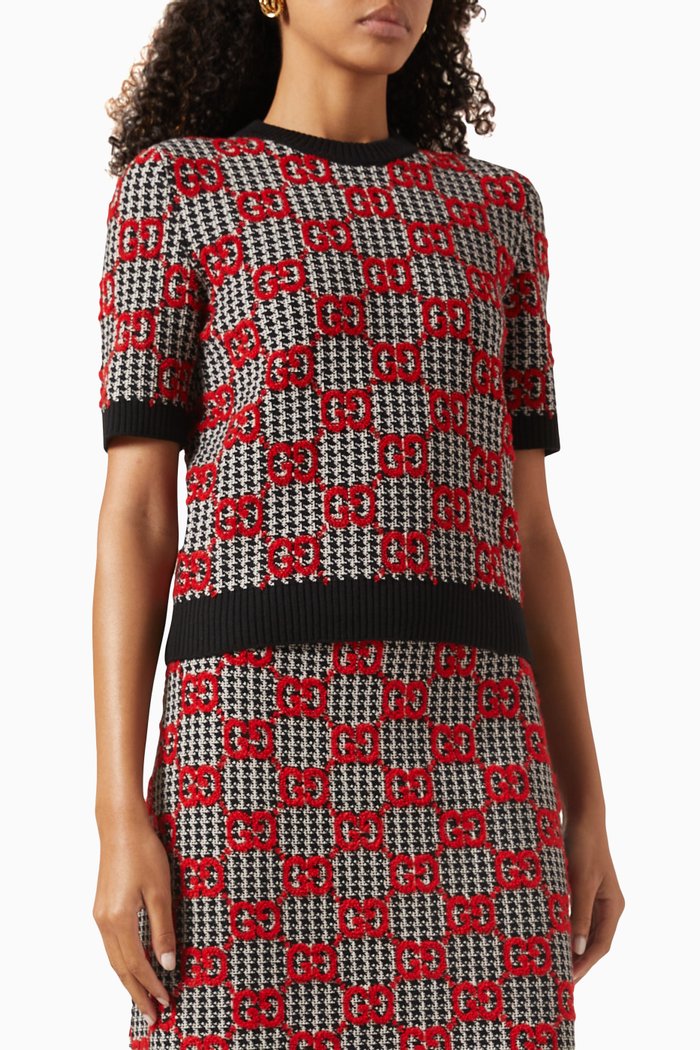 

GG Micro-check Top in Wool Boucle, Multicolour