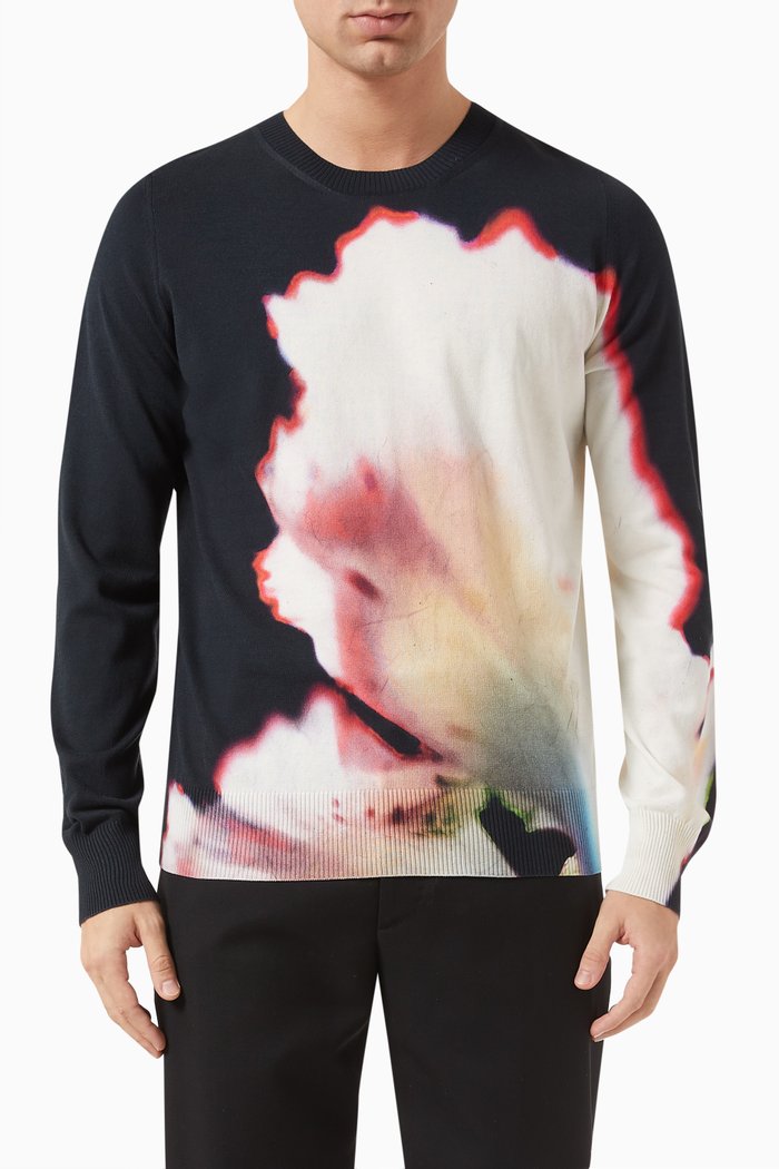 

Floral Sweater in Organic Cotton, White