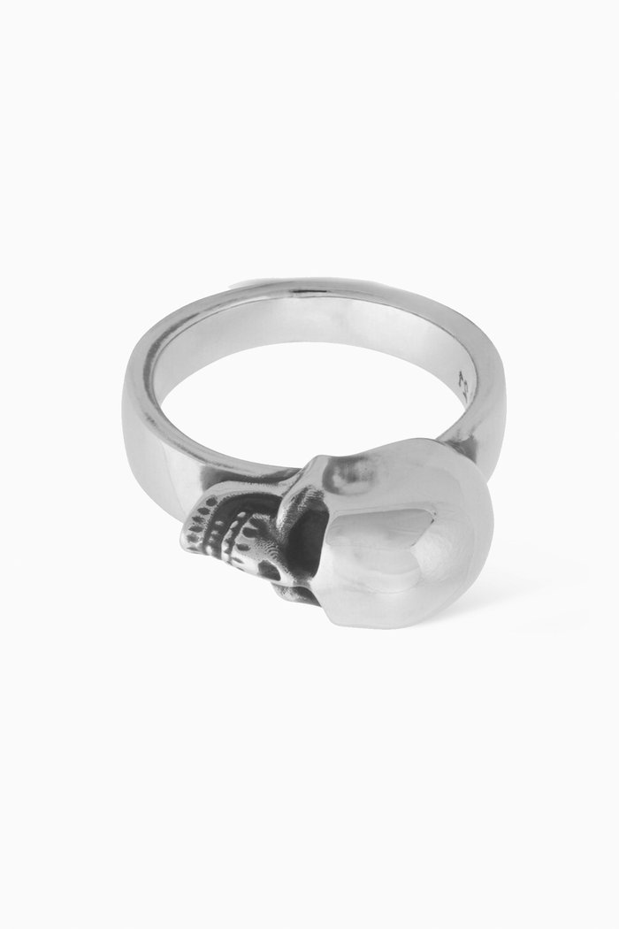 The Side Skull Ring in Eco Brass, Silver