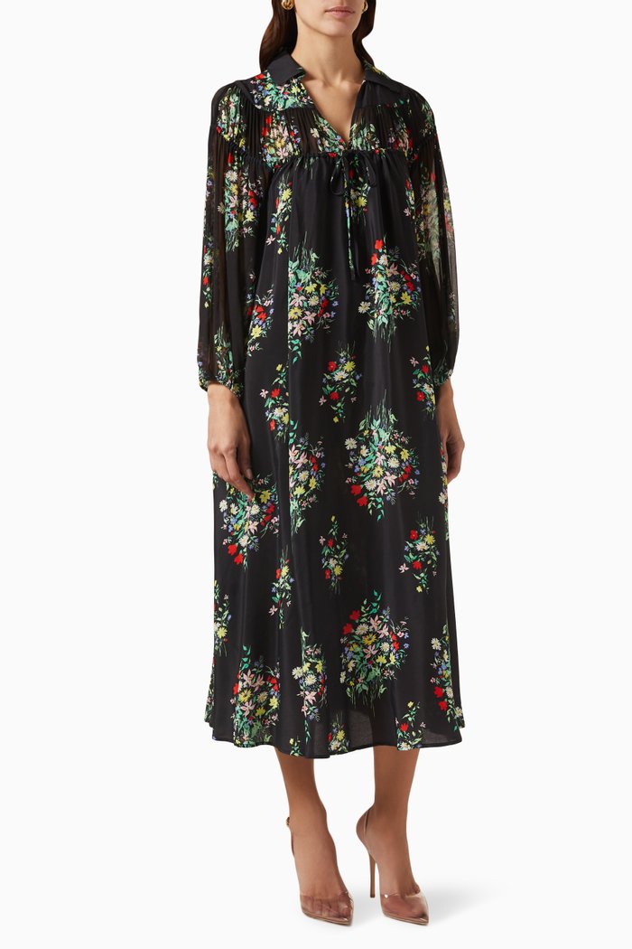 

Khaleesha Midi Dress in Silk Blend, Black