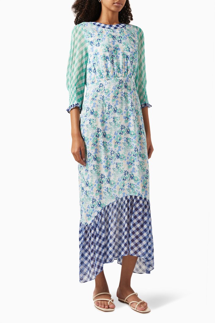 

Saffron Midi Dress in Viscose, Blue