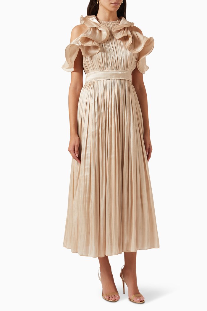 

Pleated Maxi Dress, Neutral