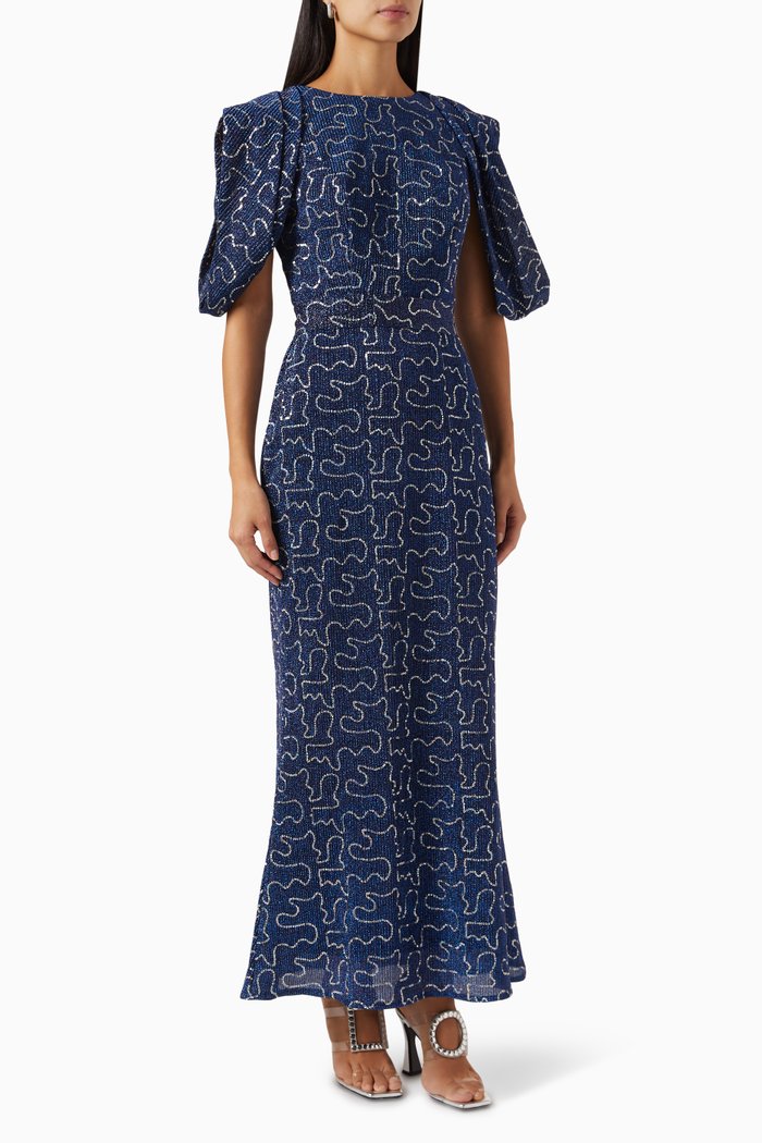 

Embellished Midi Dress, Blue