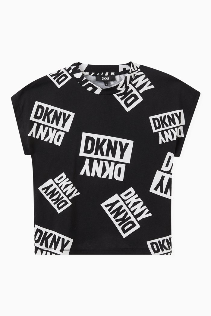

Allover Logo Print T-shirt in Jersey, Black