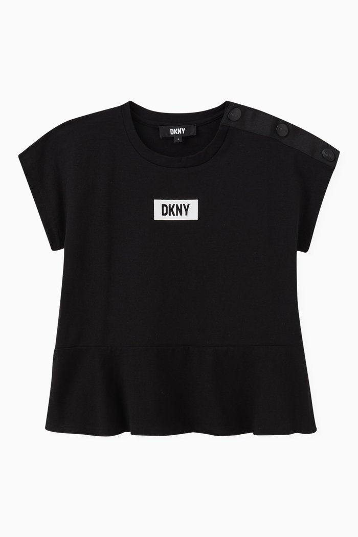 

Logo-print Peplum T-shirt in Stretch Cotton-jersey, Black