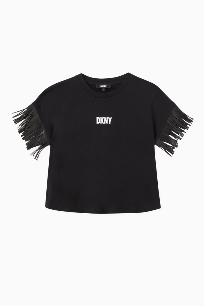 

Logo-print Fringed T-shirt in Cotton-jersey, Black