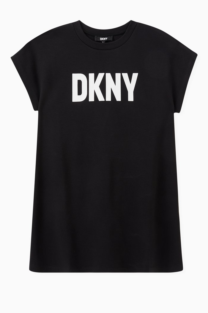 Logo Dress in Cotton, Black