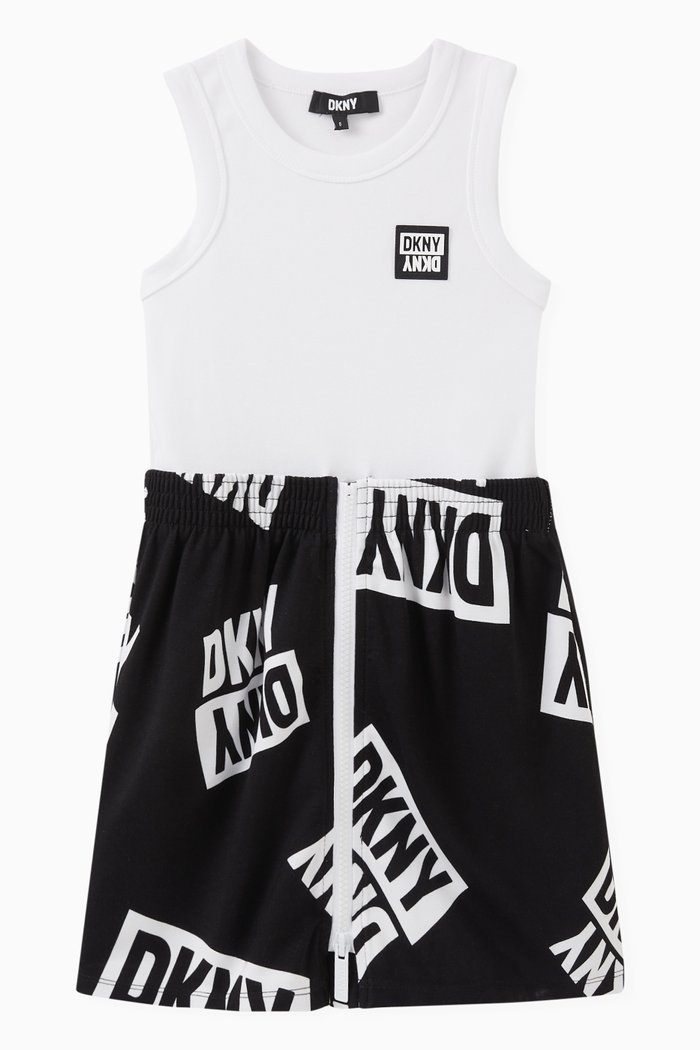 

Logo Print Dress in Cotton, Black