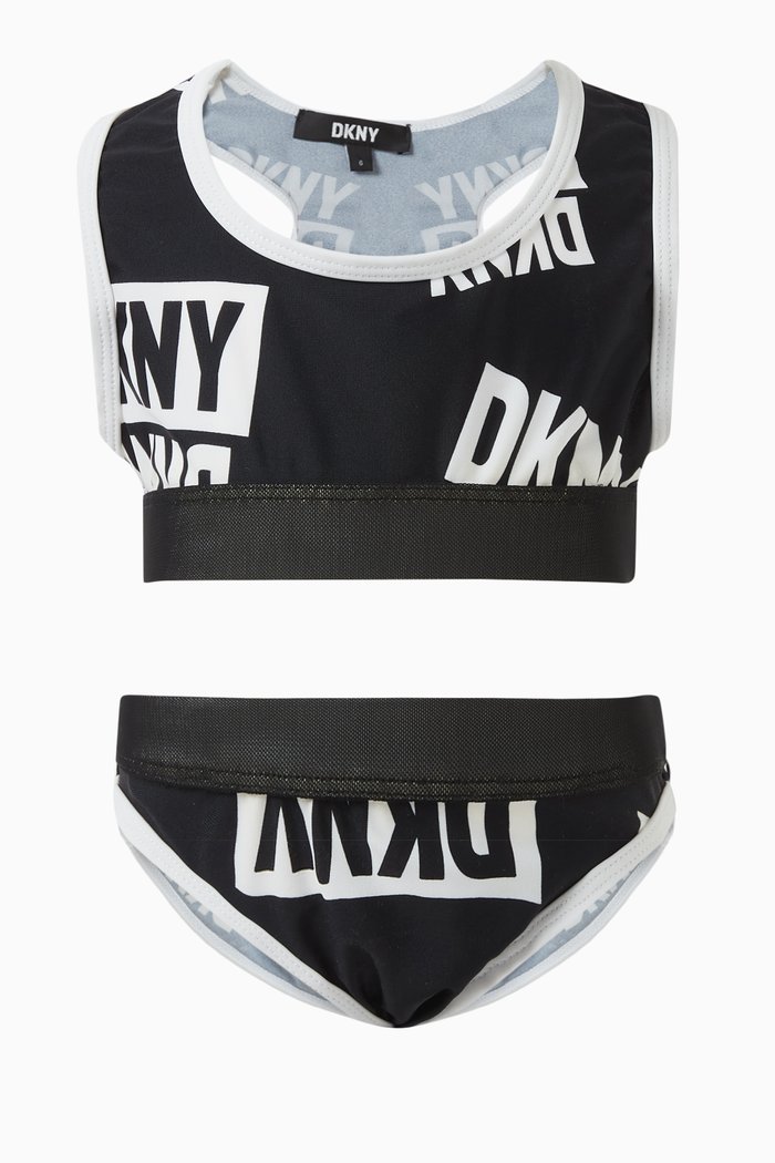 

Two-Piece Logo Swimsuit, Black