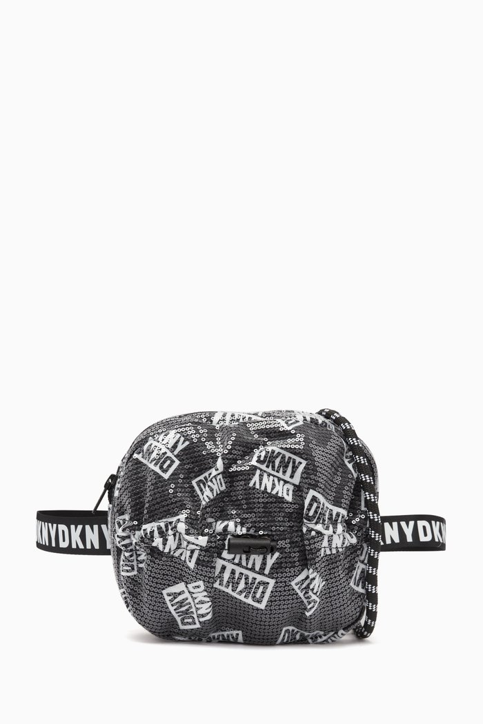

Sequin Embellished Logo Bag in Polyester, Black