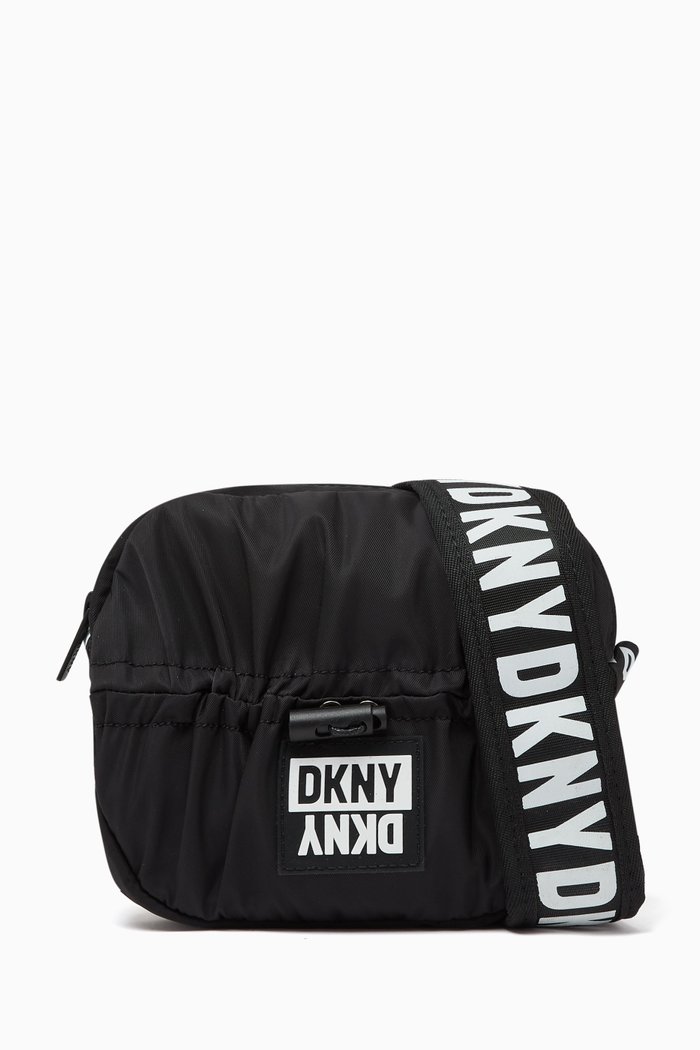 

Logo Print Shoulder Bag in Nylon Blend, Black