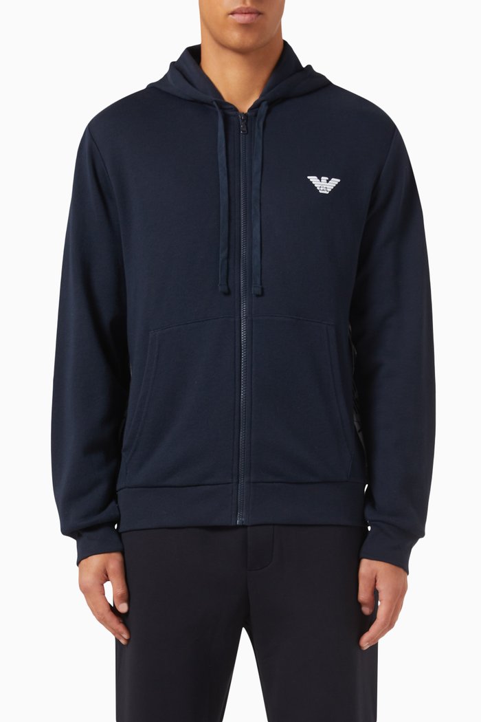 

Loungewear Hoodie in Cotton Jersey, Blue