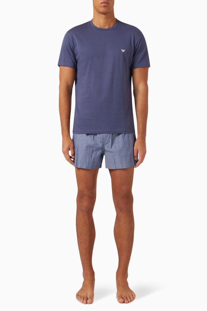 Pyjama Set in Cotton Jersey, Blue