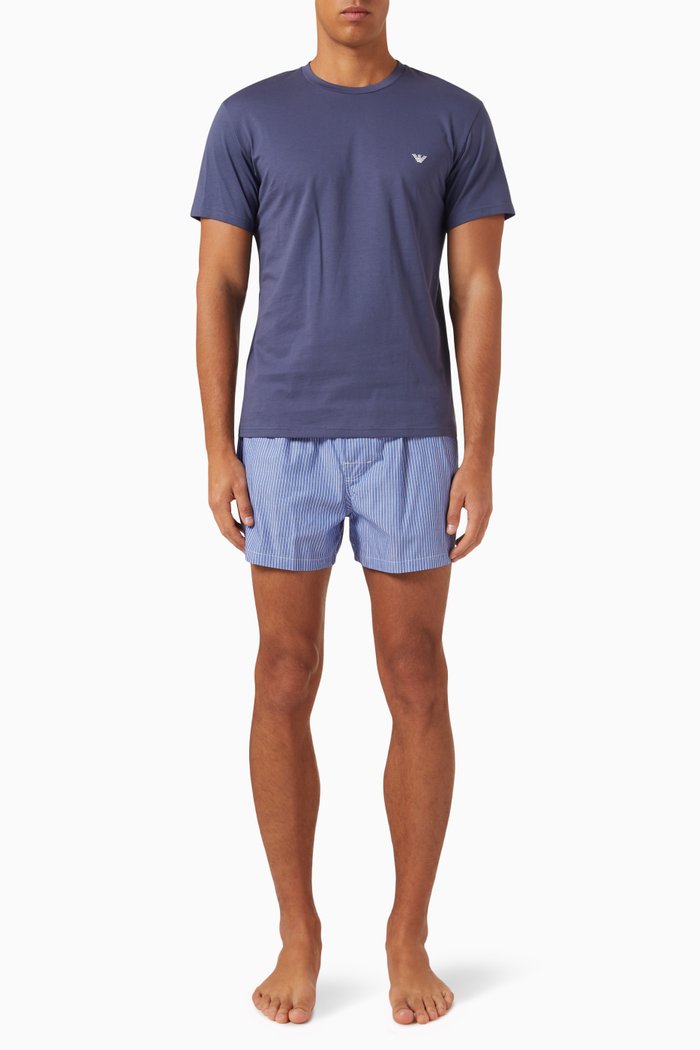 Pyjama Set in Cotton Jersey, Blue