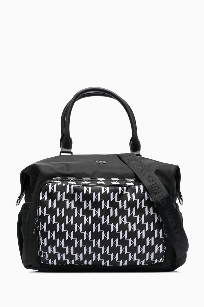

Monogram Logo Print Changing Bag in Canvas, Black
