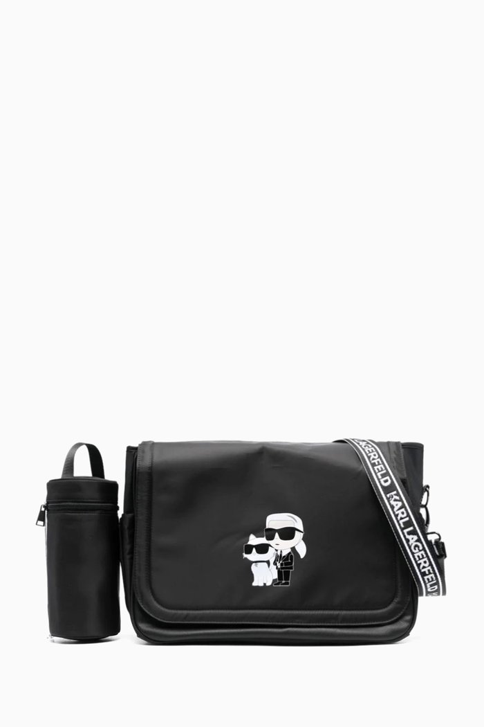 

Ikonik Logo Print Changing Bag in Canvas, Black