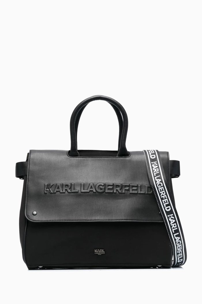 

Embossed Logo Changing Bag in Canvas, Black