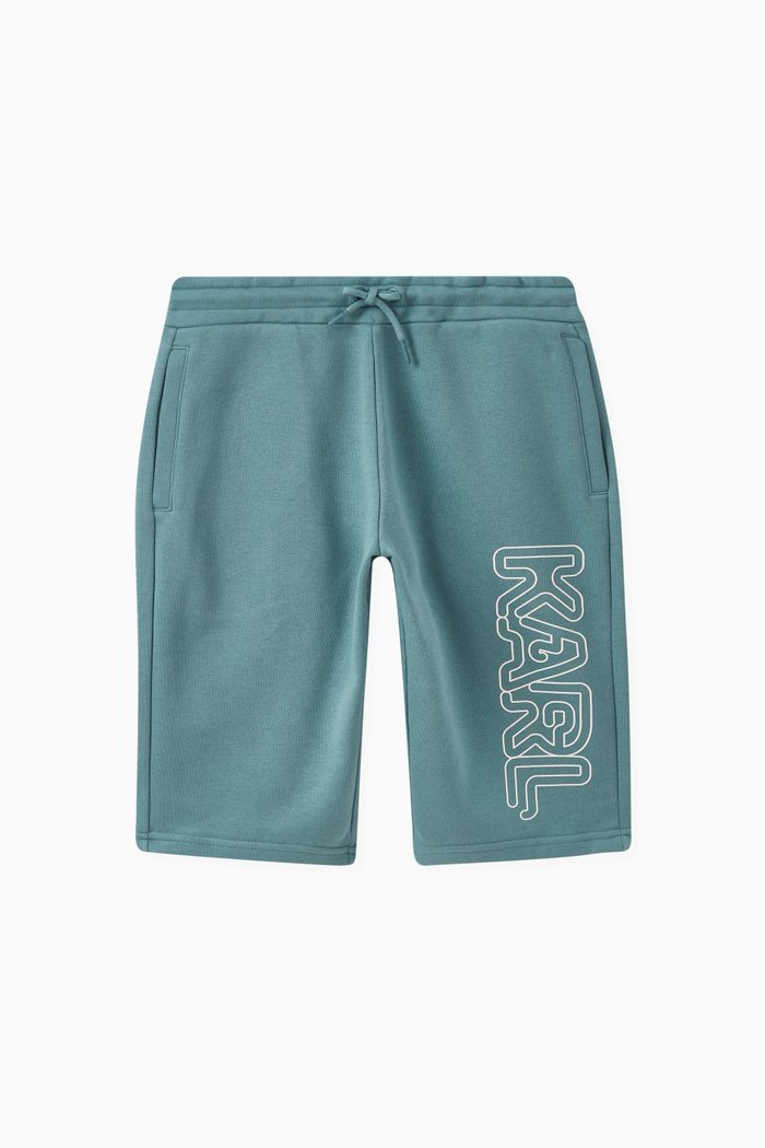 

Logo Print Shorts in Cotton Blend, Blue