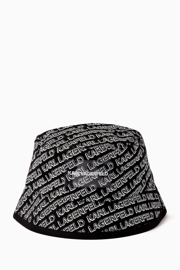 

KL Logo Bucket Hat in Cotton Twill, Black