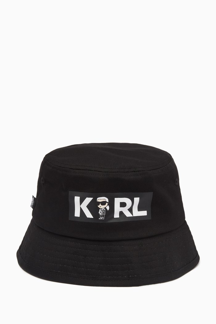 

Logo Patch Bucket Hat in Cotton Twill, Black