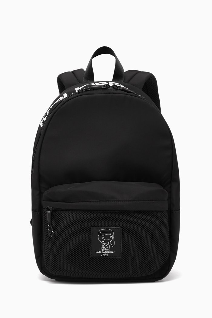 

Logo Patch & Print Backpack in Nylon, Black