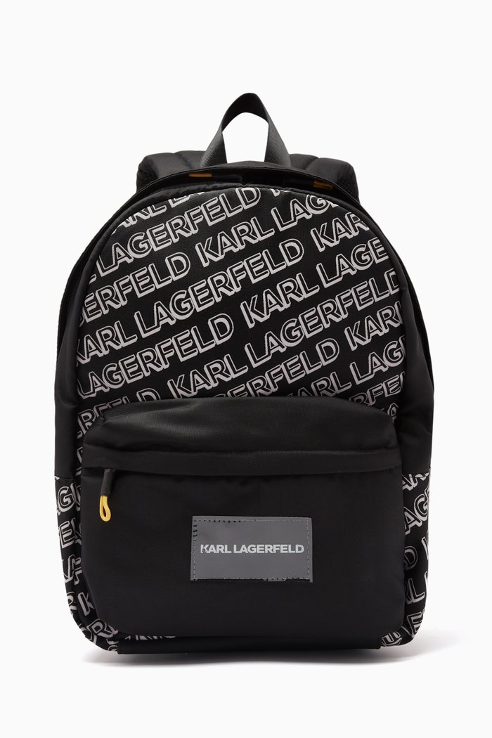 

Logo Print Backpack in Nylon & Mesh, Black