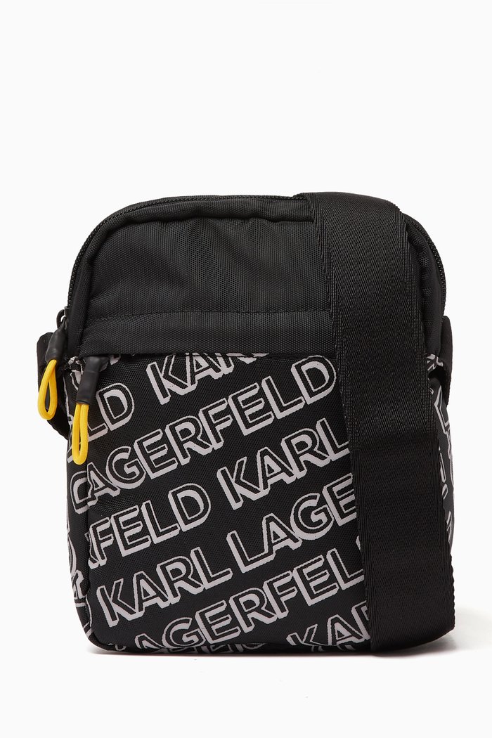 

Logo Print Messenger Bag in Nylon, Black