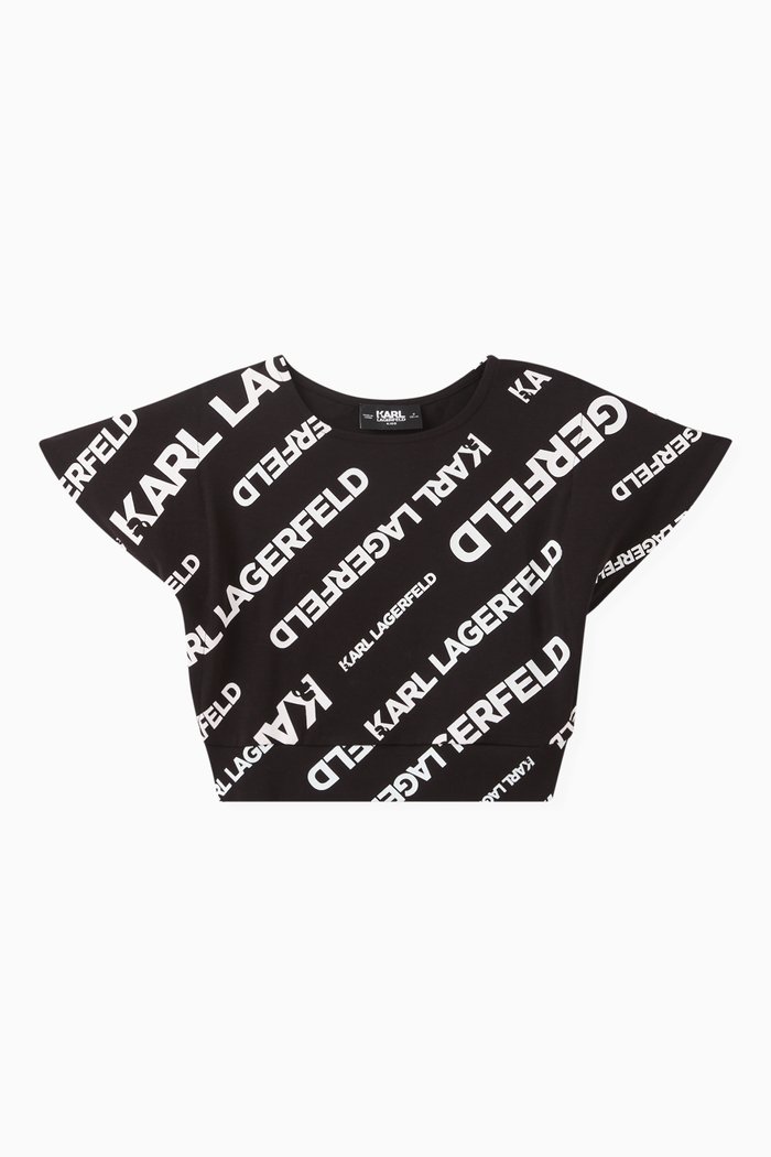 

Oversized Logo Print T-Shirt in Cotton Blend, Black