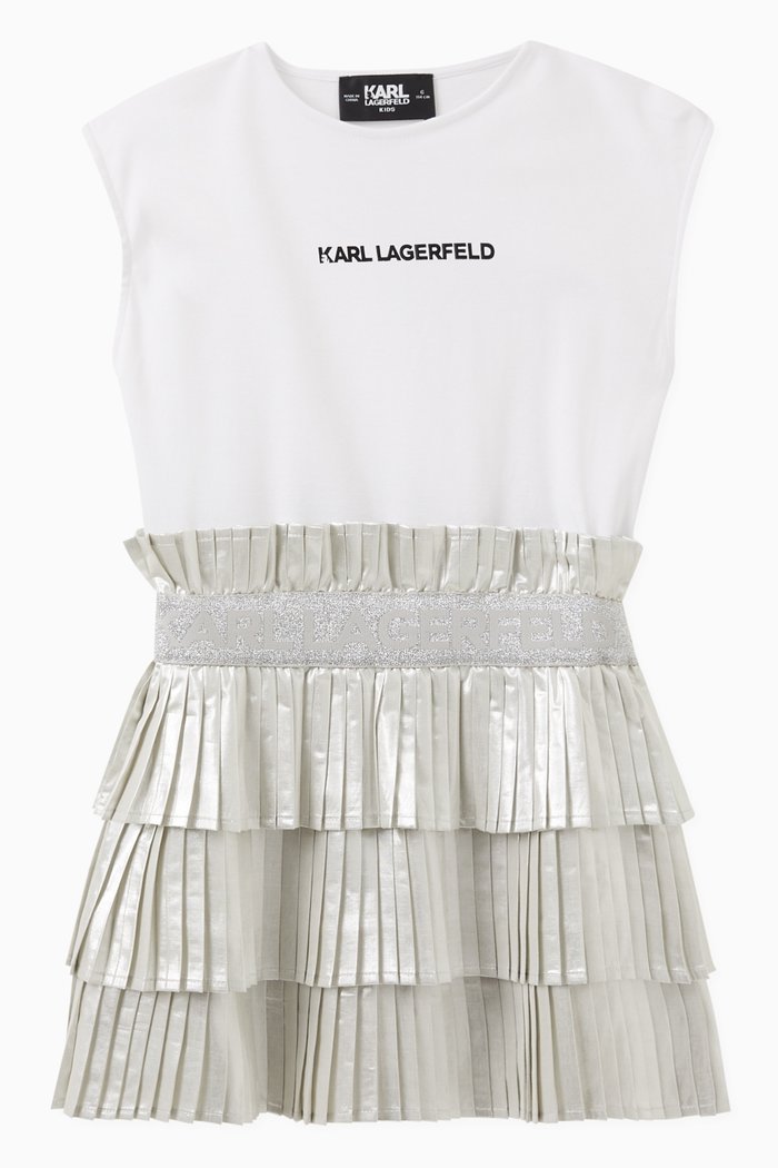 

Tiered Metallic Tutu Dress in Cotton & Polyester, Silver