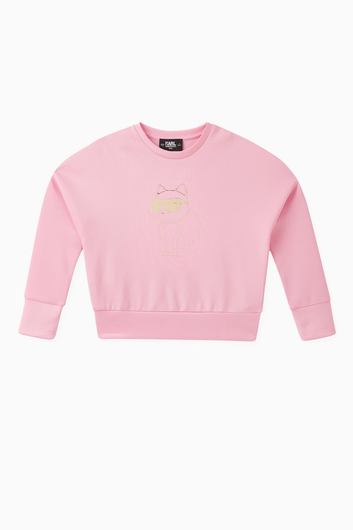 

Logo Print Sweatshirt in Rayon Blend, Pink