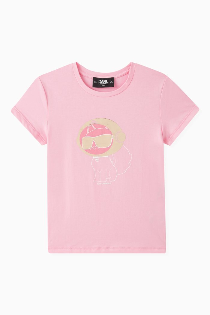 

Logo Print T-Shirt in Organic Cotton Blend, Pink