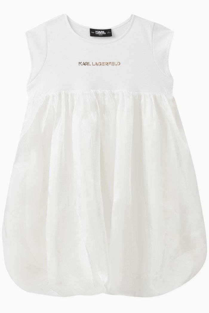 Logo Dress in Cotton, White