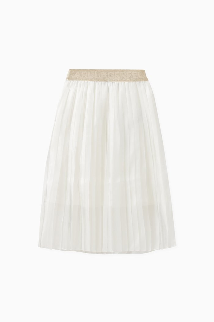 

Pleated Logo Skirt in Nylon, White