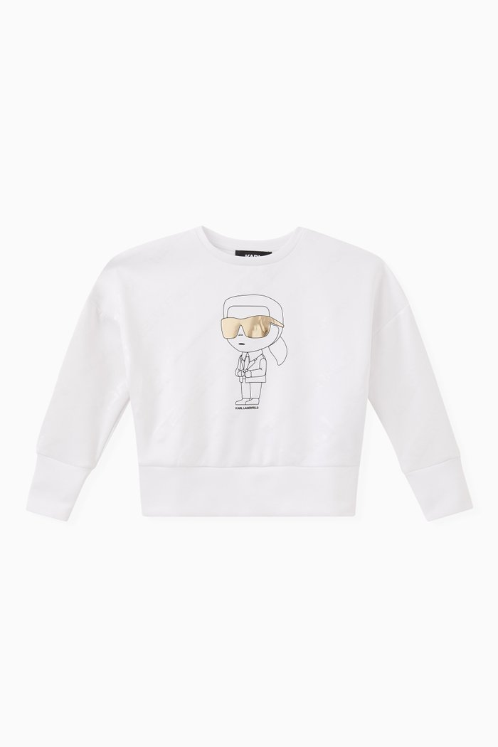 

Ikonik Logo Print Sweater in Viscose Blend, White