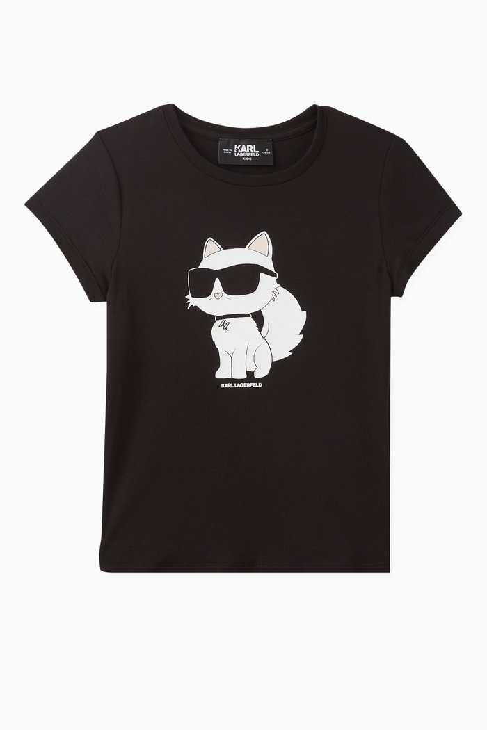

Graphic Logo Print T-Shirt in Cotton, Black