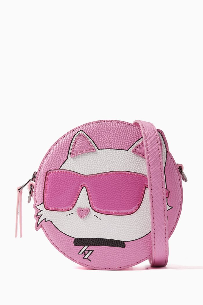 

Choupette Crossbody Bag in Faux Leather, Pink