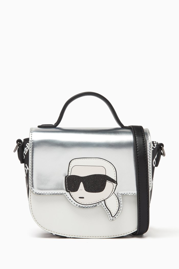 

Logo Applique Shoulder Bag in Canvas, Black