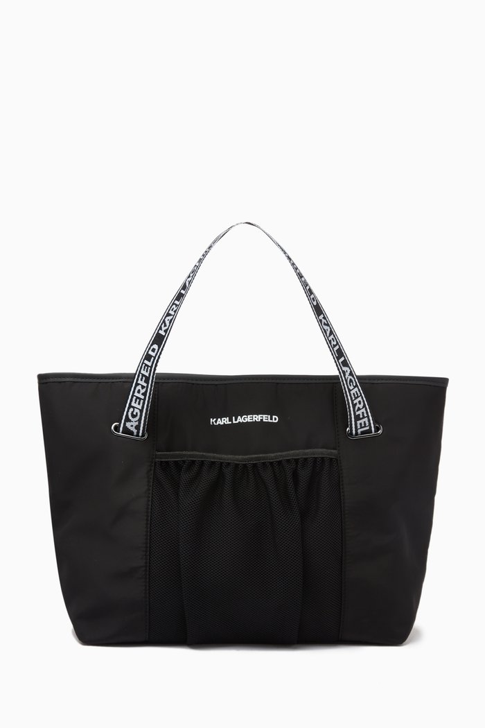 

Logo Strap Tote Bag in Canvas, Black