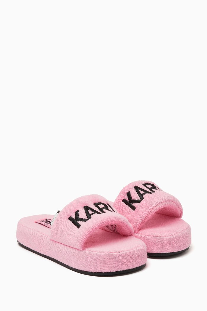 

Logo Embossed Sliders in Terry-cloth, Pink